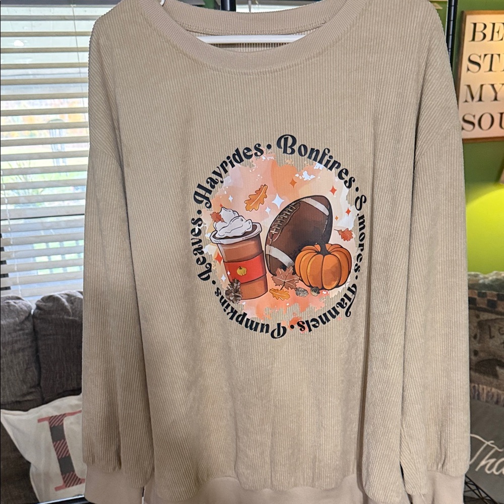 SHEIN Beige Autumn Graphic Sweater